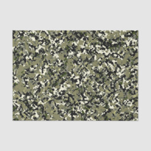 Papier Mousseline Imprimé de motif camouflage vert noir cool