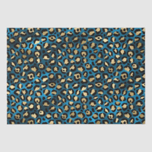 Papier Mousseline Imprimé léopard bleu gras Motif animal glamour