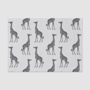 Papier Mousseline Imprimer Giraffe Argent Bleu Cute