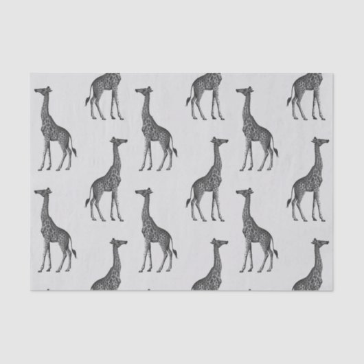 Papier Mousseline Imprimer Giraffe Argent Bleu Cute (Recto)