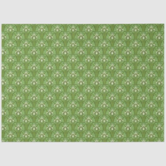 Papier Mousseline Imprimez Retro 1880 Victorian Emerald Green Irises (Recto)
