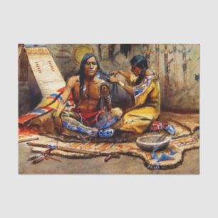 Papier Mousseline "Indian Beauty Parlor" de Charles M Russell