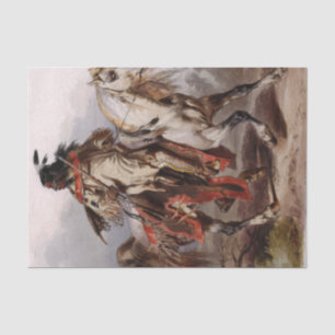 Papier Mousseline Indien Blackfoot sur le cheval Arabe étant chassé