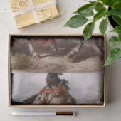 Papier Mousseline Indien Blackfoot sur le cheval Arabe étant chassé (Cadeau)