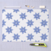 Papier Mousseline Indigo Blue Watercolor Snowflake Motif (Artisanat)