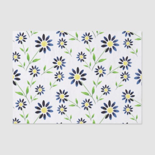 Papier Mousseline Indigo Daisy Motif (Recto)