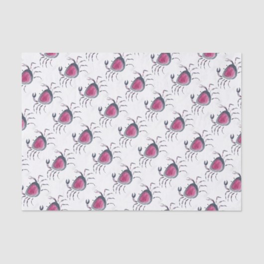 Papier Mousseline Indigo et crabe rose (Recto)