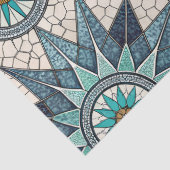 Papier Mousseline Indigo Teal Compass Mosaic – Stained Glass (Détail)