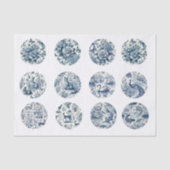 Papier Mousseline Individual Blue Chinoiserie Inspired Decoupage (Recto)