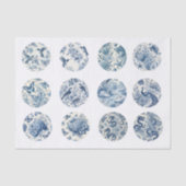 Papier Mousseline Individual Blue Chinoiserie Inspired Decoupage (Recto)