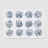 Papier Mousseline Individual Blue Chinoiserie Inspired Decoupage (Recto)