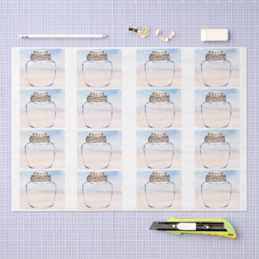 Papier Mousseline Individual Jars & Coastal Background Decoupage  (Artisanat)