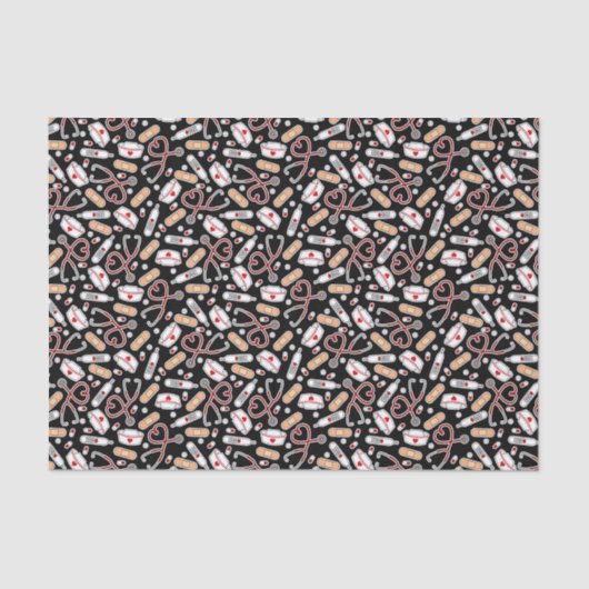 Papier Mousseline Infirmière Amour Imprimer Arrière - plan noir (Recto)