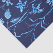 Papier Mousseline Influence Asiatique Marine Blue Iris Floral Decoup (Détail)