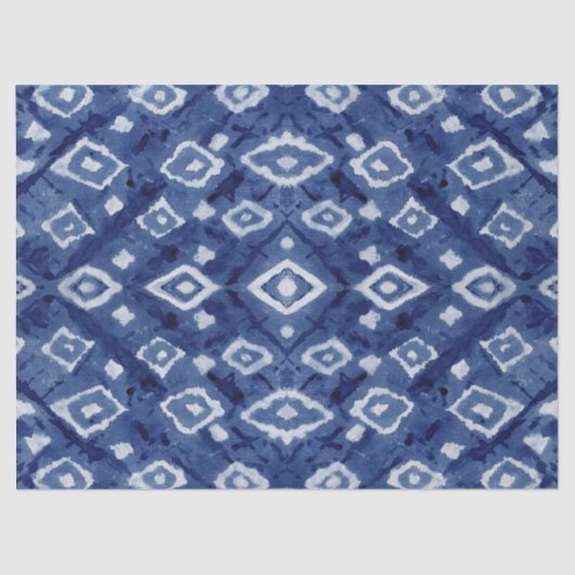 Papier Mousseline Influence asiatique Shibori Tie Dye Indigo Bleu Bl (Recto)