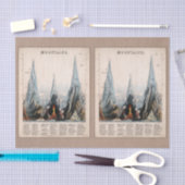 Papier Mousseline Infographie vintage de montagne restaurée, Découpa (Artisanat)