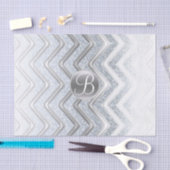 Papier Mousseline Initiale de monogramme à chevron blanc argenté bri (Artisanat)