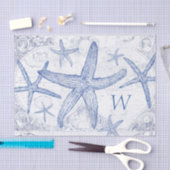 Papier Mousseline Initiale décorée d'un monogramme de motif bleu (Artisanat)