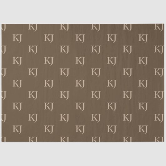Papier Mousseline Initiales Brown et beige Motif (Recto)