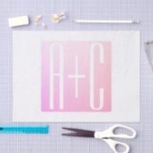 Papier Mousseline Initiales de couple | Gradation rose subtile (Artisanat)
