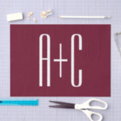 Papier Mousseline Initiales de couples simples | Blanc et bordeaux (Artisanat)