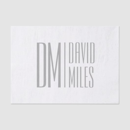 Papier Mousseline Initiales et logo de nom gris minimal et moderne é (Recto)