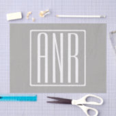 Papier Mousseline Initiales Monogramme | Blanc Sur Gris Clair (Artisanat)