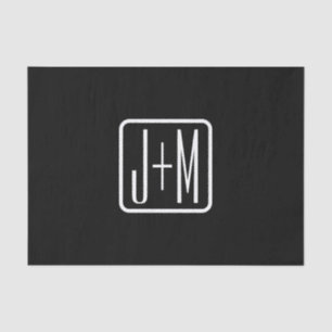Papier Mousseline Initiales monogrammes modernes Noir & Blanc