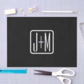 Papier Mousseline Initiales monogrammes modernes | Noir & Blanc (Artisanat)
