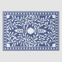 Inky Blue 2 Traditional Bone Inlay Decoupage Paper