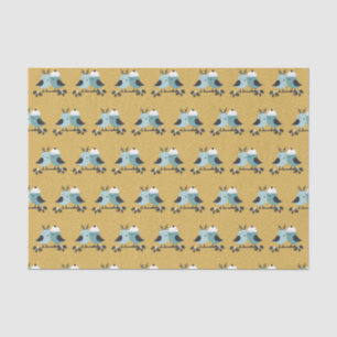 Papier Mousseline Inséparables d'hiver mignons Motif illustré