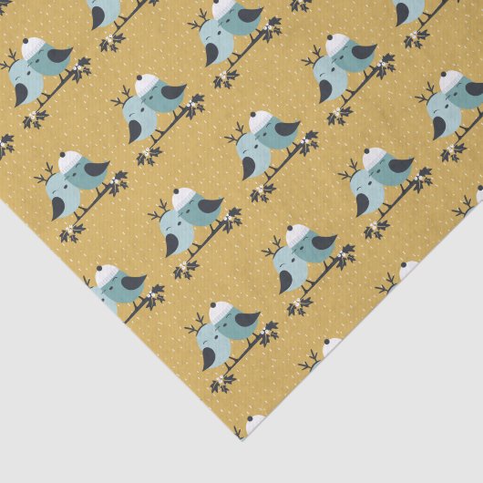 Papier Mousseline Inséparables d'hiver mignons Motif illustré (Détail)