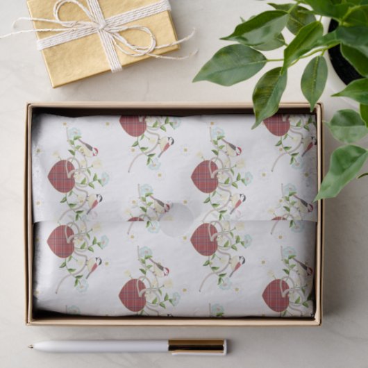 Papier Mousseline Inséparables Floral (Cadeau)