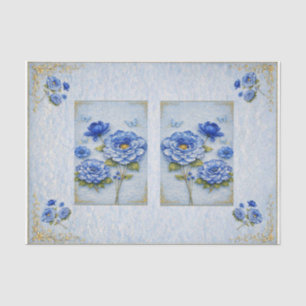 Papier Mousseline Inspiration vintage - Fleurs découpées bleues et d