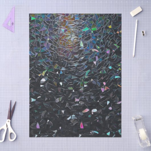 Papier Mousseline Iridescent Abstract Stained Glass Pattern (Artisanat)