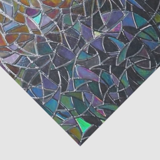 Papier Mousseline Iridescent Abstract Stained Glass Pattern (Détail)