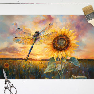 Papier Mousseline Iridescente Dragonfly Russe Sunflower Decoupage