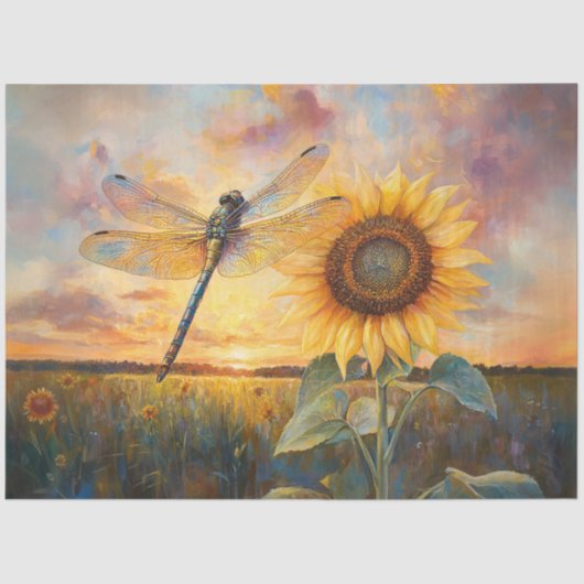 Papier Mousseline Iridescente Dragonfly Russe Sunflower Decoupage (Recto)