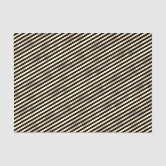 Papier Mousseline Iridescente "feuille texturée" or pâle bande noire (Recto)