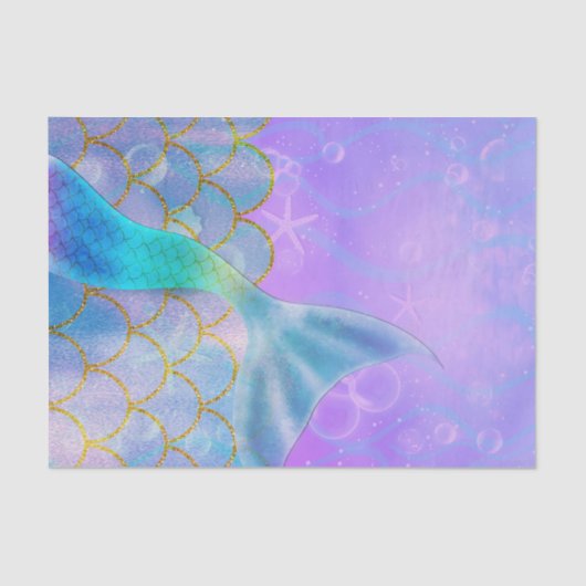 Papier Mousseline Iridescente Pearl Shimmer Mermaid fête d'anniversa (Recto)