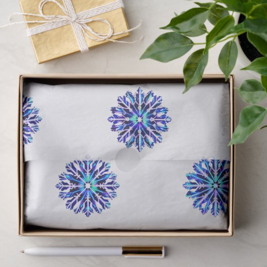 Papier Mousseline Iridescente Snowflakes Noël Hanukah enveloppement  (Cadeau)