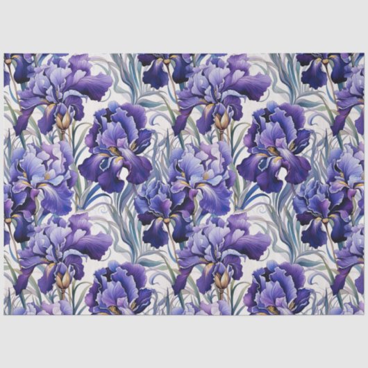 Papier Mousseline Iris bleu violet découpage (Recto)