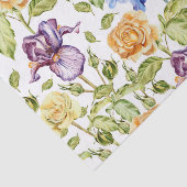 Papier Mousseline Iris et rose aquarelle motif floral (Détail)