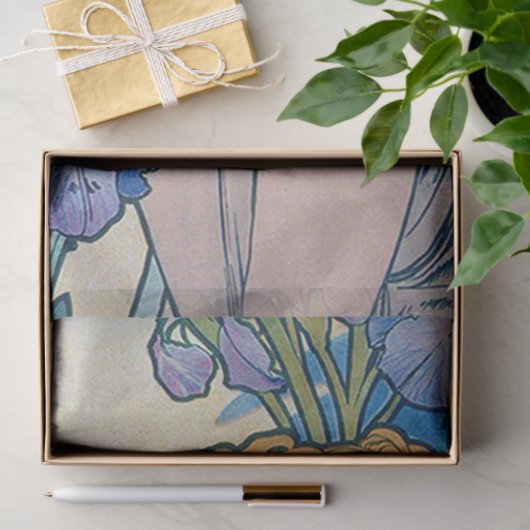 Papier Mousseline Iris (Quatre Fleurs), Alphonse Mucha (Cadeau)
