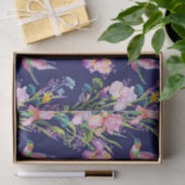 Papier Mousseline Iris roses et colibris (Cadeau)