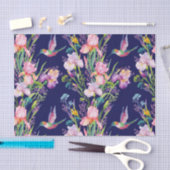 Papier Mousseline Iris roses et colibris (Artisanat)