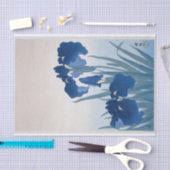 Papier Mousseline Irises (bleu foncé) par Ohara Koson (Artisanat)
