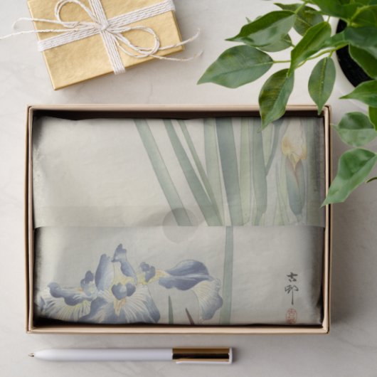 Papier Mousseline Irises par Ohara Koson (Cadeau)