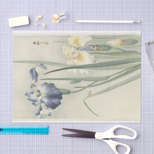 Papier Mousseline Irises par Ohara Koson (Artisanat)