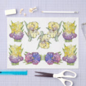 Papier Mousseline Irises Purple Yellow - Papier Tissu Découpage (Artisanat)
